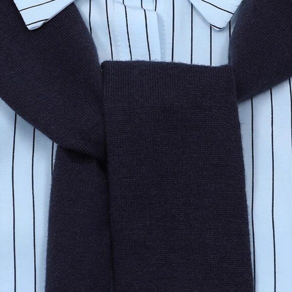 B.Sure Blue Striped Shirt Knitted Shawl - Picture 4 of 4